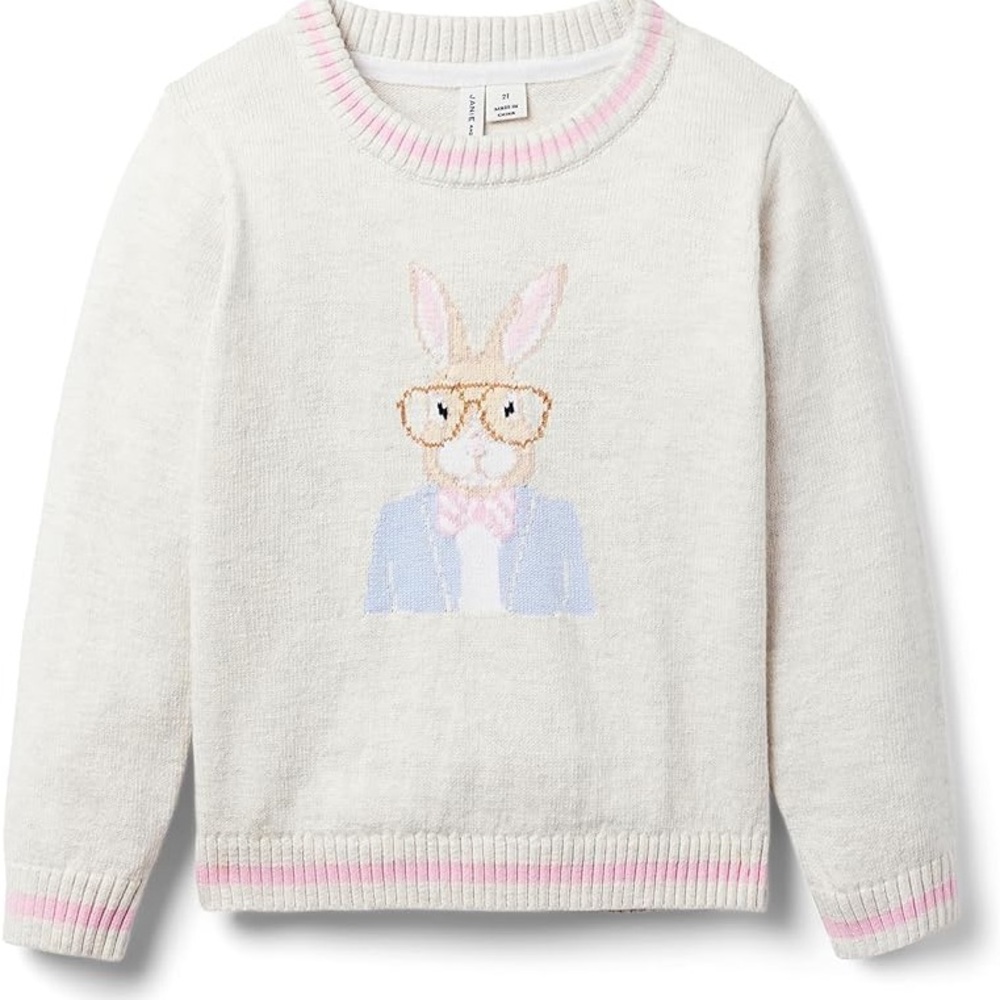 J&J Kids White Bunny Sweater